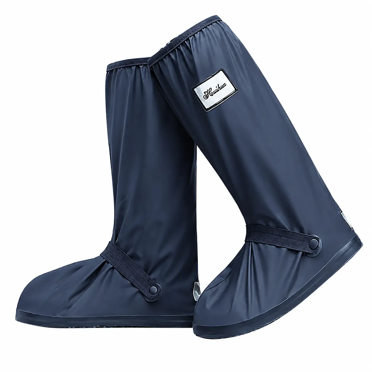 Waterproof Shoe Covers for Hiking, Running, and Commuting – Double-Layer PVC Rain Boot Protectors with Reinforced Anti-Slip Sole, Smooth Full-Length Zipper, Universal Fit for Most Adult Leg Sizes – 2-Piece Set
