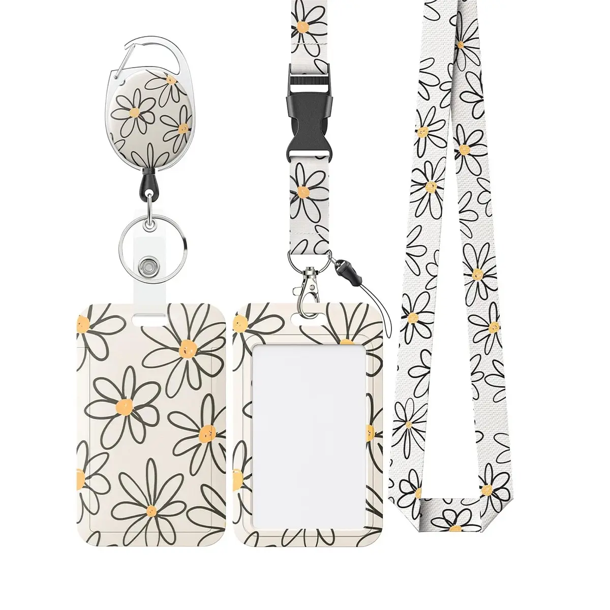 Flower Oval Double-Sided UV Egg Keychain, Back Clip Badge Scroll Lanyard, Stylish Pendant Accessory for Everyday Use