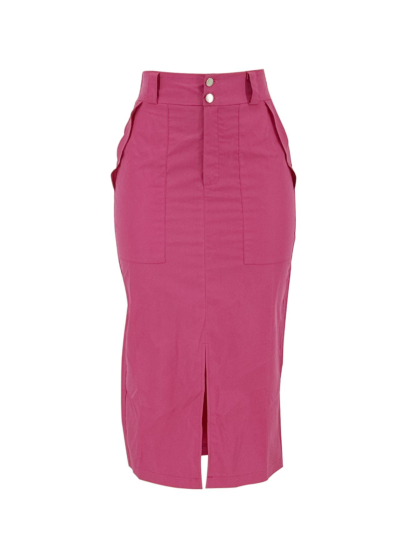 Women's Plain Pocket Split Thigh Fitted Pencil Skirt, Elegant High Waist Long Skirt for Work Office Business, Ladies's Clothes for All Seasons