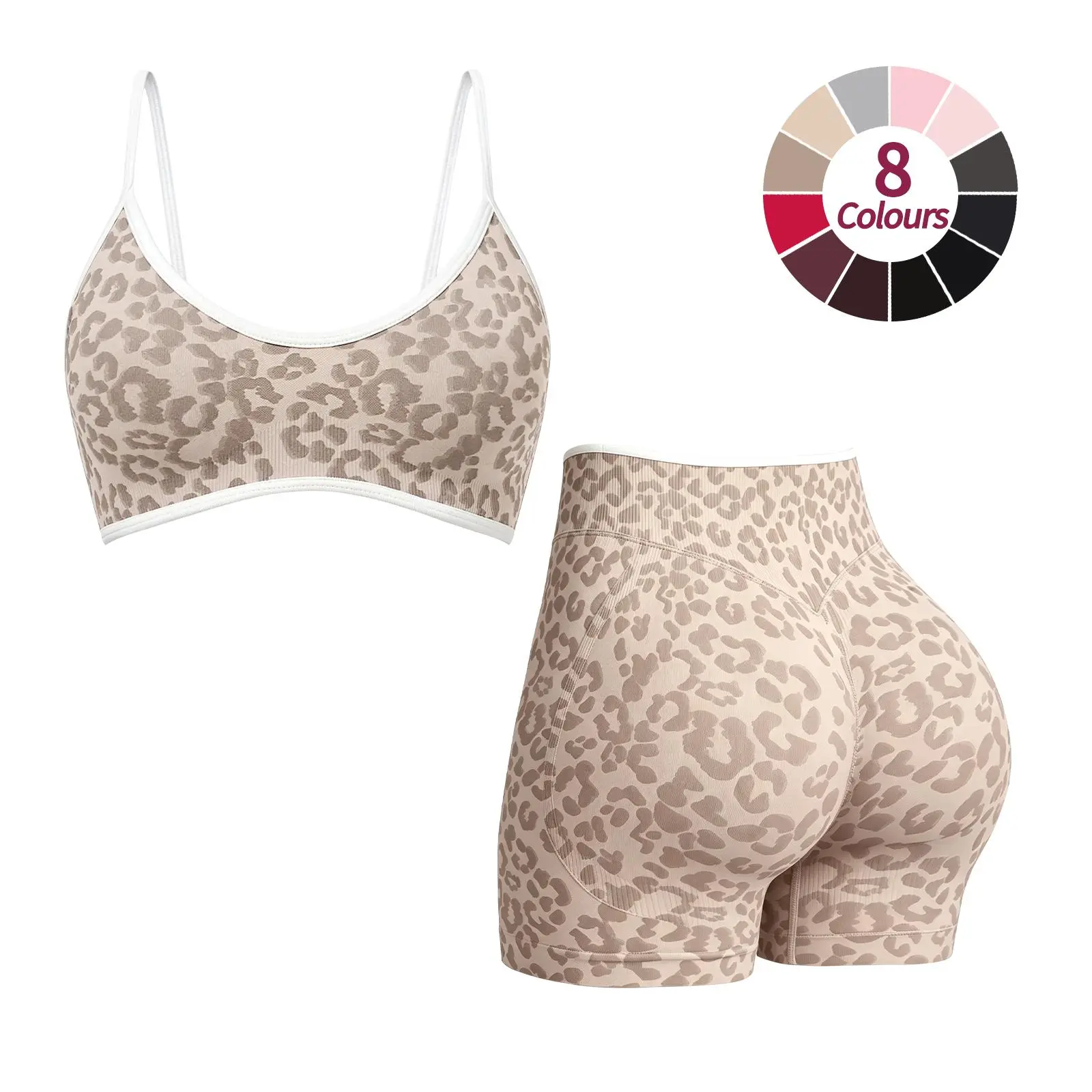 JGS1996 Women's 2 Pieces Workout Sets Summer Sports Leopard Bra Top & High Waist Biker Shorts Sets Breathable Comfortable Activewear for Yoga Fitness Gym Workout Running Summer Pilates Yoga Wear Sweatsuit Outfits