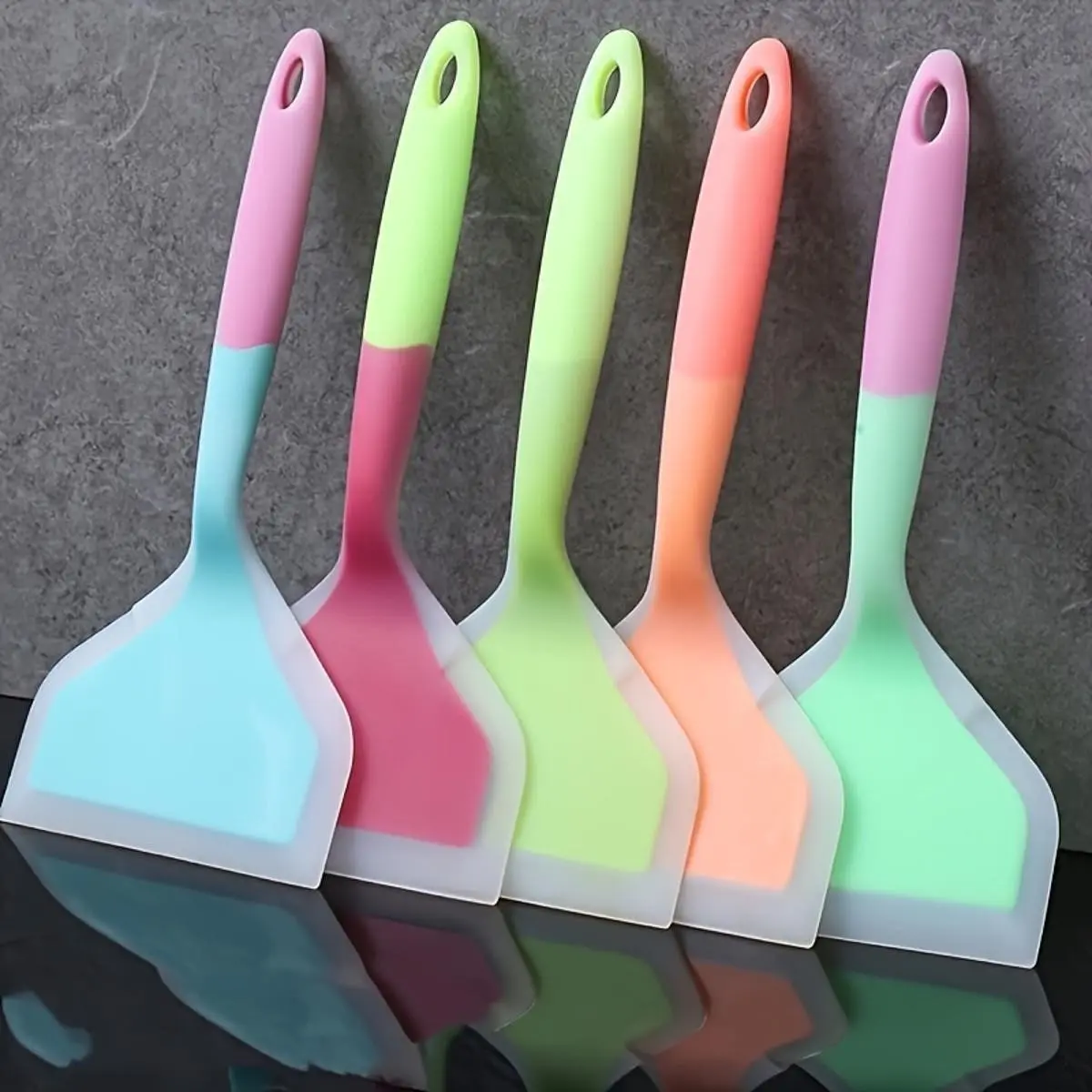 4pcs Silicone Spatula Set, heat-resistant nonstick cooking utensils with ergonomic handles for flipping, frying, grilling and everyday cooking, easy-clean kitchen essentials, Kitchen Utensils Gadgets