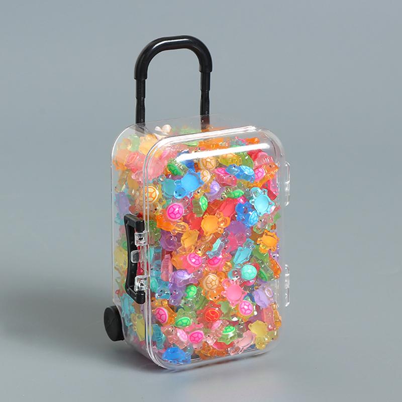 100Pcs Night Glow Miniature Figurines Fairy Garden Decoration Cartoon 3D Luminous Turtle DIY Dopamine Colored Mini Resin Animals