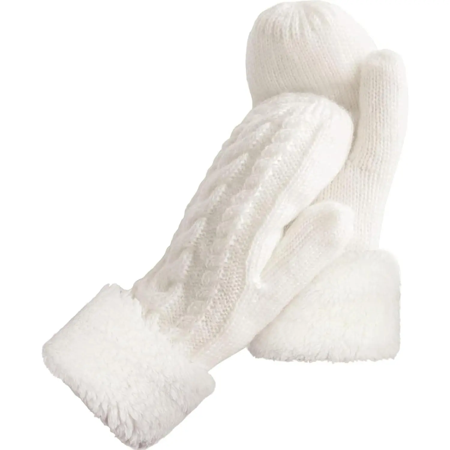 Women's Winter Warm Acrylic Twisted Knit Mittens - Non Slip, Breathable, Windproof, Fashion Soft Lining Cold Weather Touch Screen Accessory Gift for Friends