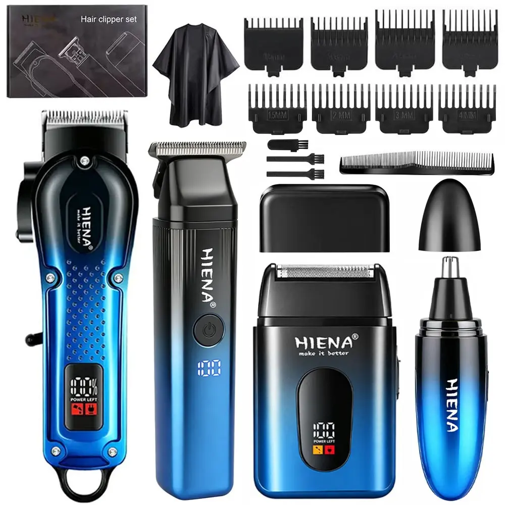 Hair clipper electric push clipper suitable for hair cutting, bald head shaving, and other multifunctional functions with LCD display/USB charging, stainless steel blade, home hair cutting, complete set, holiday gift, Wireless Haircut Tool