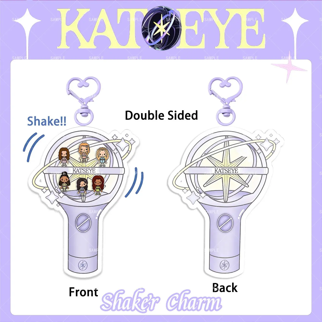 Katseye Shaker Charm, Kpop Lightstick Keychain, 2D Acrylic Shaker Keychain, Bag Charm, Birthday Gift, Kpop Fans Merch Goods