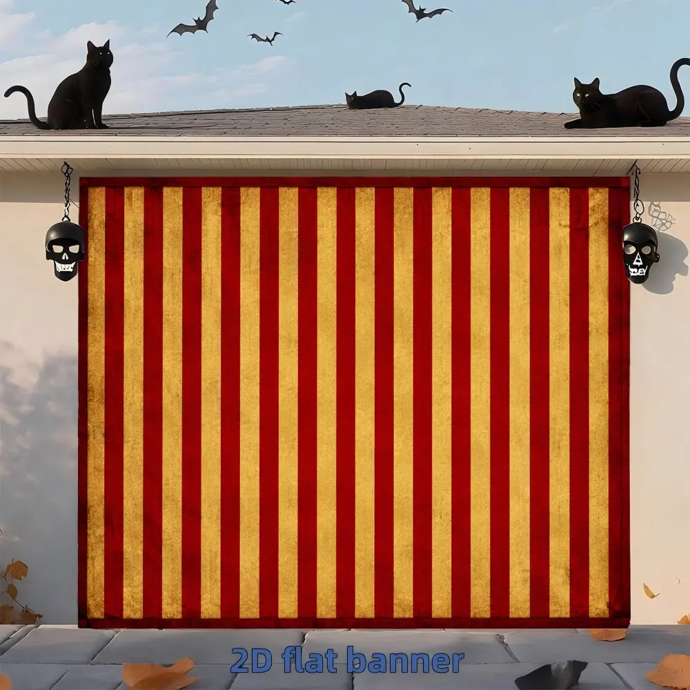 1PC 2D flat retro distressed red and yellow vertical striped circus style photography background cloth polyester fiber suitable for circus theme parties, Halloween party photography, indoor and outdoor wall decoration