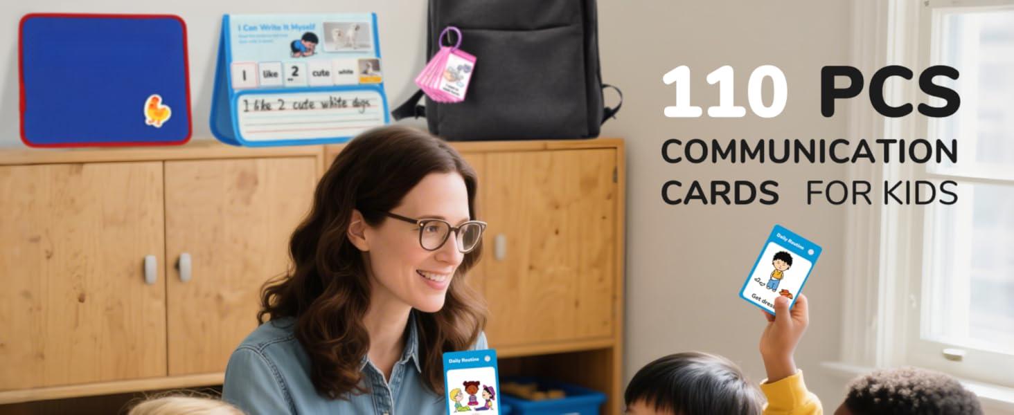 120 PCS Autism Communication Cards for Speech Delay Non Verbal Children and Adults, Special Needs Visual Aid Language Learning Cue Cards Special Ed Feelings Emotions Flash Cards