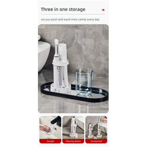 1PC Bathroom Toothbrush Cup Holder, Waterproof Toothbrush Holder, Cosmetic Organizer, Space-Saving Wall Shelf, Suitable for Sinks, Washrooms, Counters, Bathroom Organization and Storage