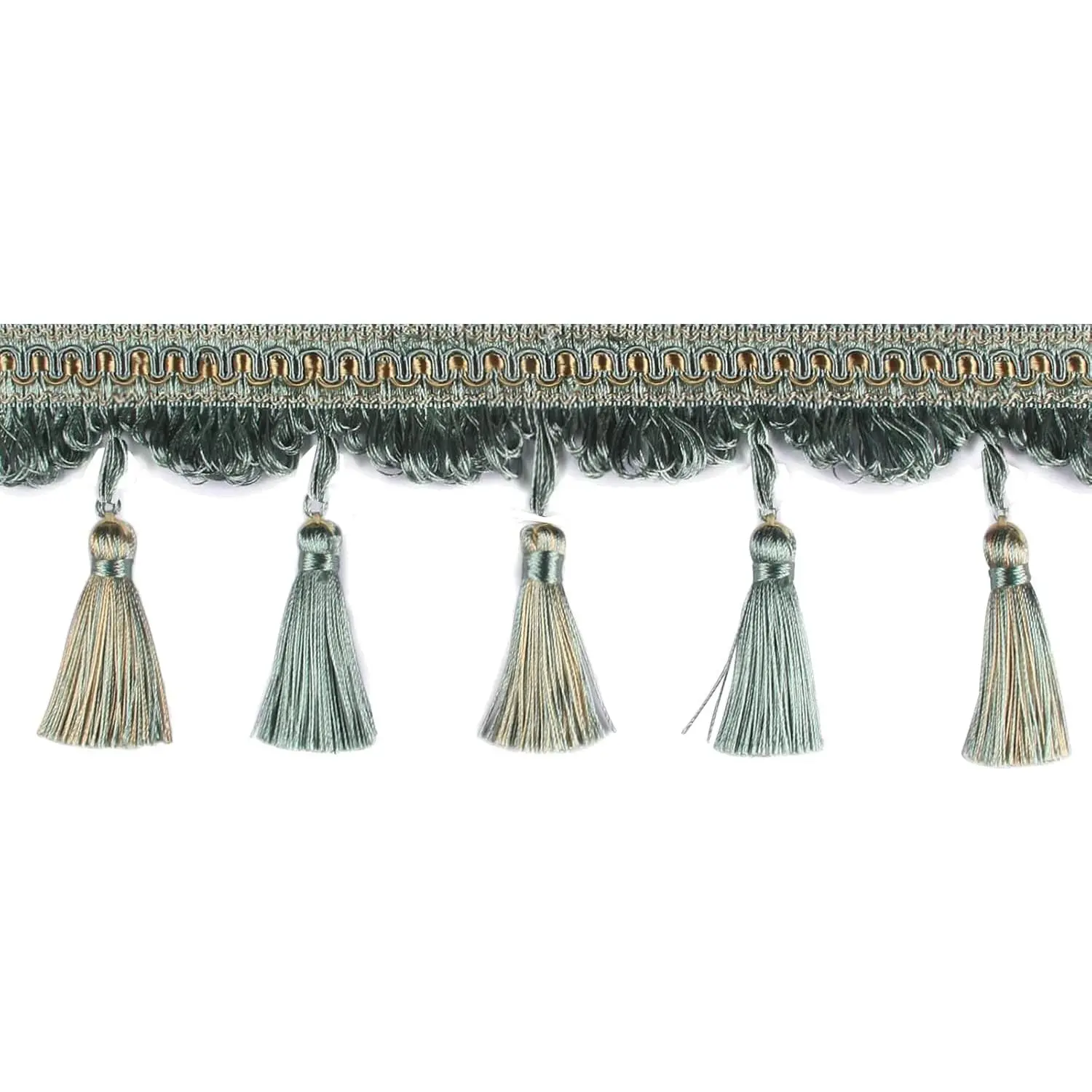 5.25 Yard 4 Inch Tassel Fringe Trim for Curtains | Luxury Fringe Tassel Fabric trim, Decorative Trim for Sewing, Curtains, Sofas, Dresses and DIY Projects, Mix Aquamarine
