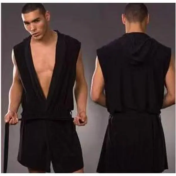 Men'S Robe Spring Summer Autumn Winter Bathrobe Yukata Set Easy Solid Color British Style Short Robe Morning Gown Boxing Robe Home Wear