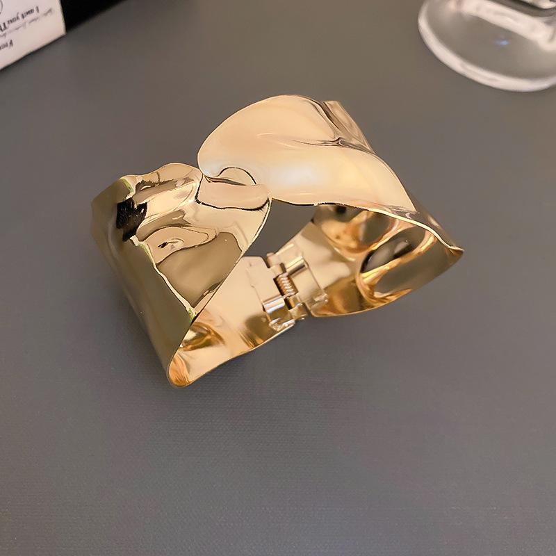 Silver Wide Cuff Bangle for Women, Minimalist Open Cuff Bracelet, Chunky Statement Jewelry for Daily Wear & Party