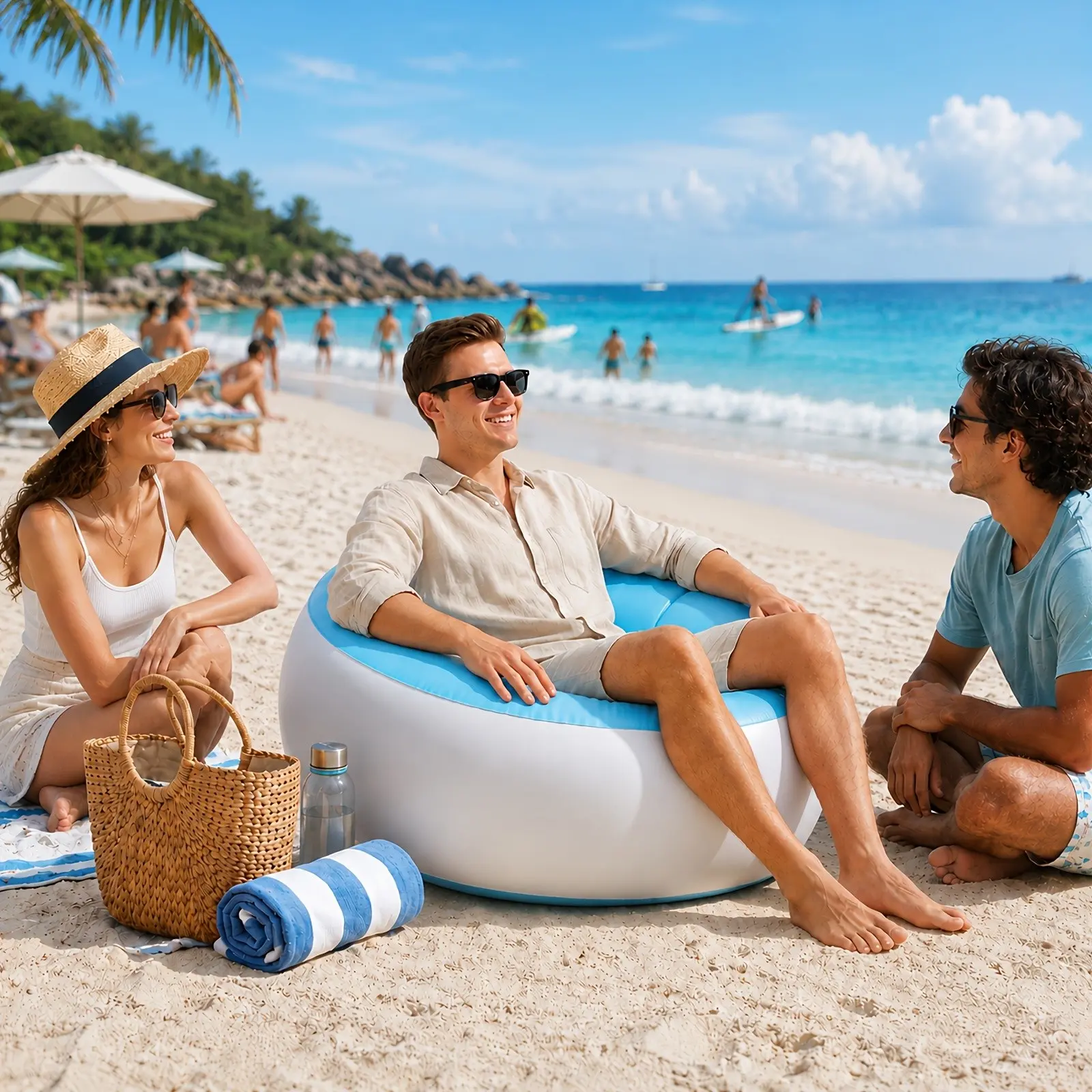 Inflatable Couch, Air Lounger Chair, Camping And Beach Additions, Portable Air Sofa for Hiking, Lawn, Indoor/Outdoor Movies And Music Festivals. Lightweight And Easy to Set Up Air Hammock
