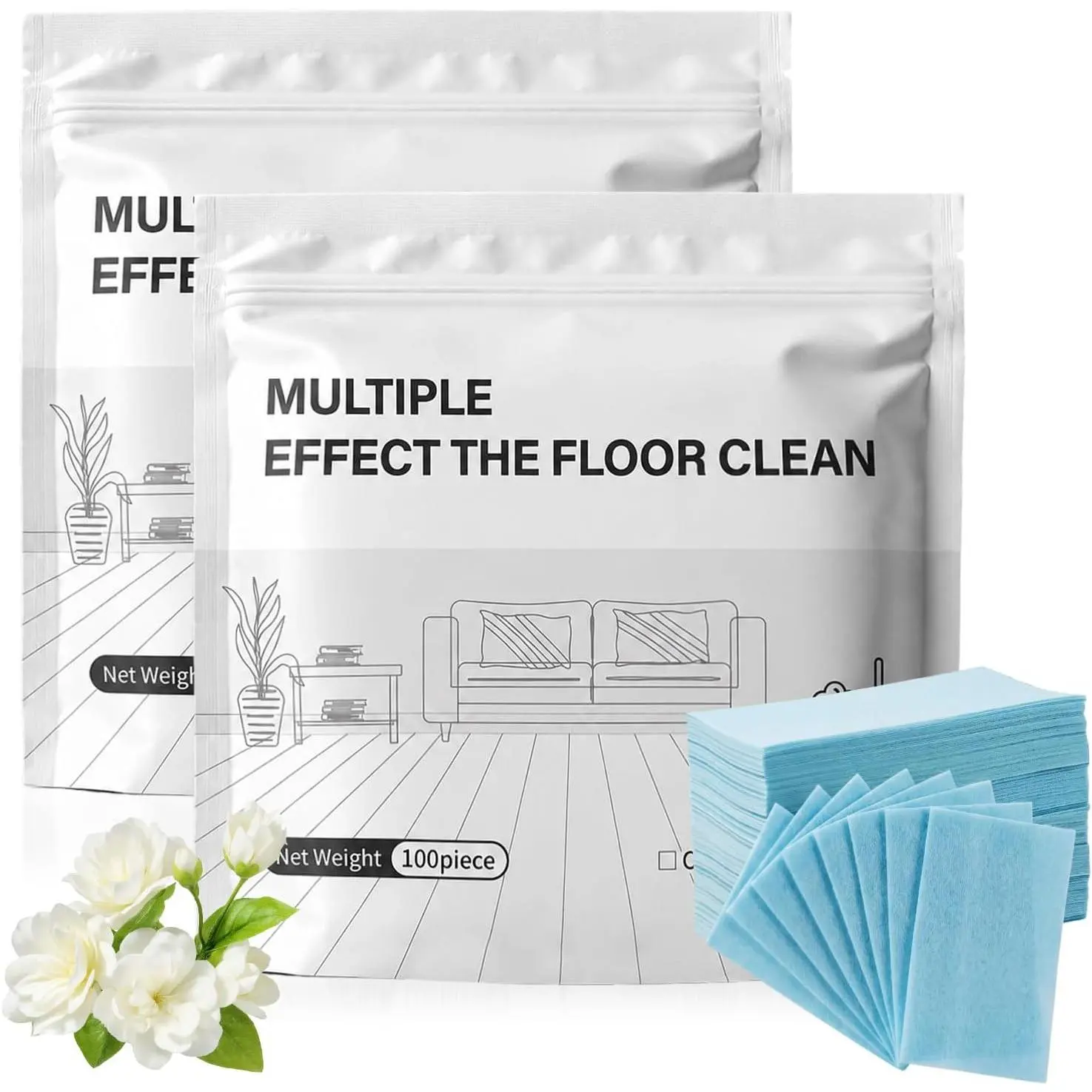[GS]100 Count Floor Cleaning Tablets - No More Sticky Chemical Residue, Dissolvable Mop Sheets Refill Pads for Hardwood, Tile, Laminate, Vinyl, Pet Friendly Household Deep Clean "