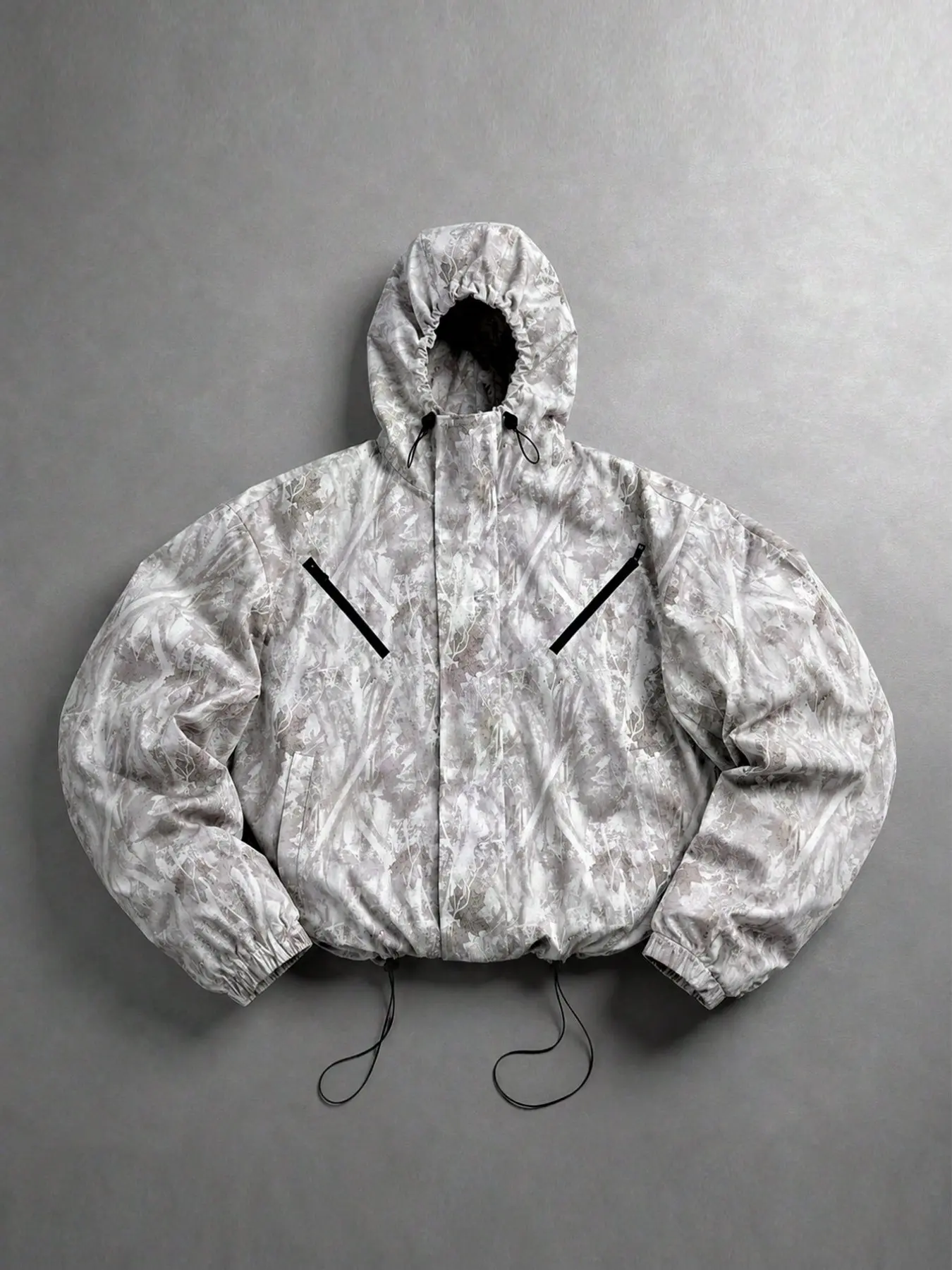 Men's Camouflage Tactical Jacket, Drawstring Hem Design, Outdoor Workwear Top, Unique Camo Style, Perfect for Hiking & Camping