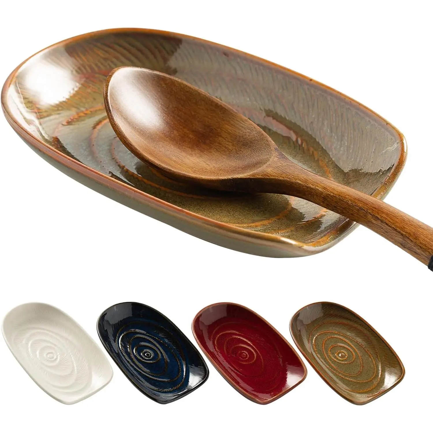Ceramic Spoon Rest for Stove Top, Spoon Holder for Kitchen Counter | Works as a coffee spoon rest and utensil rest for ladles, spatulas and stirrers, fitting daily use and housewarming gifts.