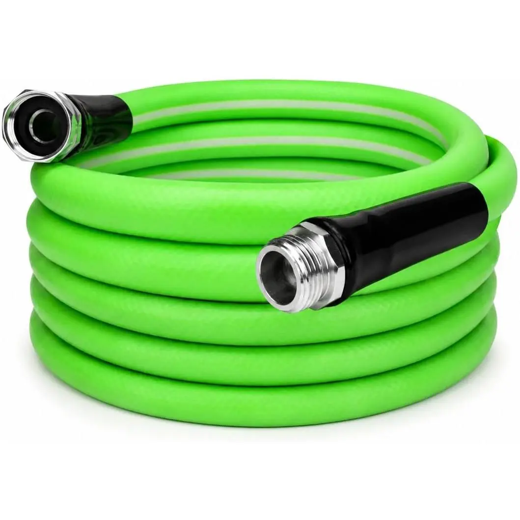 UNCO- Hybrid Polymer Garden Hose, 5/8" x 12 FT, Green, 3/4" GHT Aluminum Fittings, Drinking Water Safe, Lightweight Heavy Duty Garden Hose