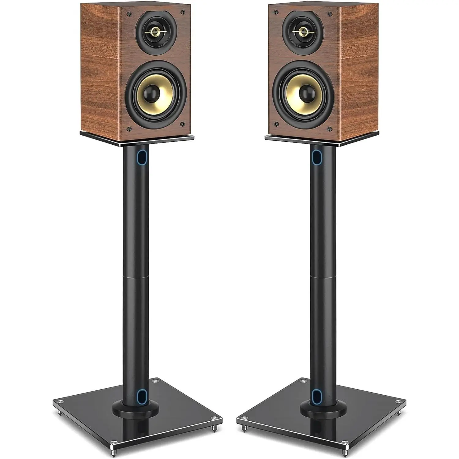 Upgraded 45° Swivel Speaker Stands Pair for Surround Sound, Heavy Duty 28 Inch Bookshelf Speaker Stand Each Holds 22lbs Large Speaker, Floor Speaker Stand Built-in Cable Management, 1 Pair | Heavy Duty Bookshelf Speaker Stand Each Holds 44lbs Large