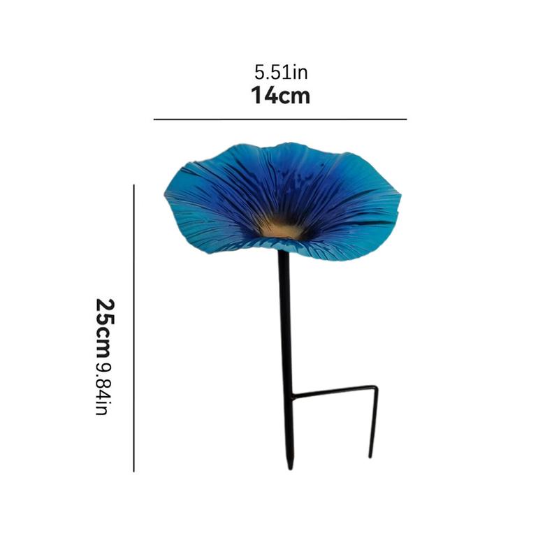 Bird Bath Stake Bowl Flower Shape Bird Feeder Plate Garden Bird Bath Tray for Outdoors Yard Patio Decor