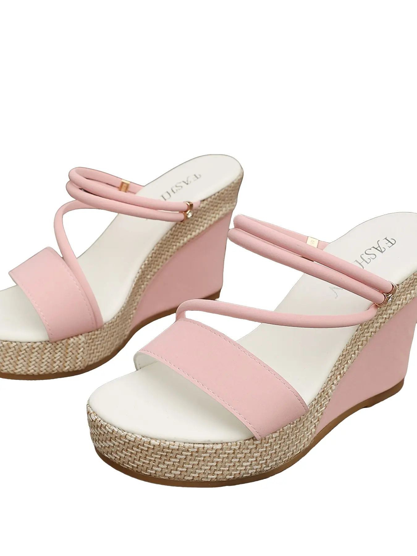 Simple Thin Back Strap Straw Braided Platform Sandals, Lightweight Beach Slippers, Comfortable Summer Footwear, Easy to Wear