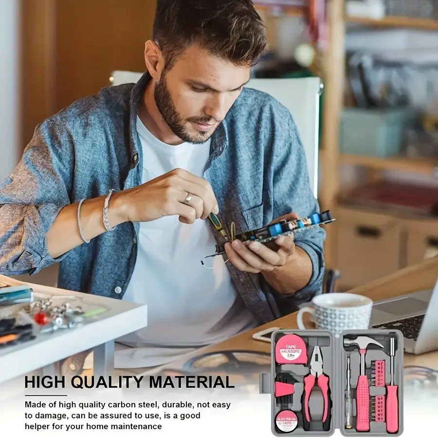 24-Piece Household Tool Kit, Full Maintenance Universal Hand Tool Kit, Home Decoration Set, Hammer and Pliers Included, Unisex Portable