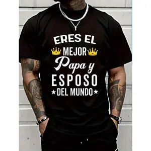 Regalos Para Papa Dia Del Padre Camiseta Mejor Esposo T-Shirt Short Sleeve T-Shirt Women's Men's Graphic Tee Causal Tops Women's Men Graphic Tee