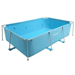 VEVOR Frame Above Ground Swimming Pool, 118x 78x 30 in Rectangular Steel Metal Frame, Large Rectangle Outdoor Backyard Family Pool, Easy to Assemble Rust-Resistant, 1046 Gallon Water Capacity, Blue