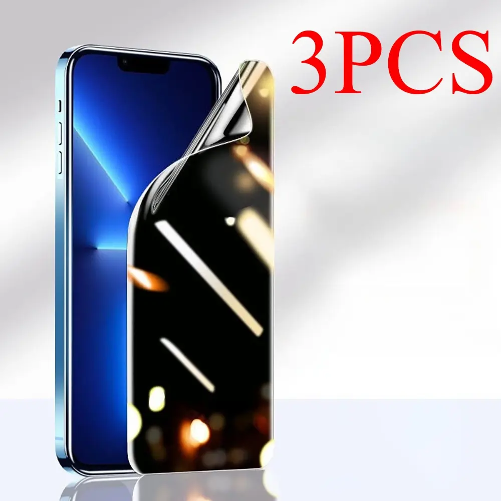 3pcs Privacy Screen Protector Anti Spy Protective Tempered Hydrogel Film For Phone Not Glass But Soft TPU Guard Easy Install Bubble Free