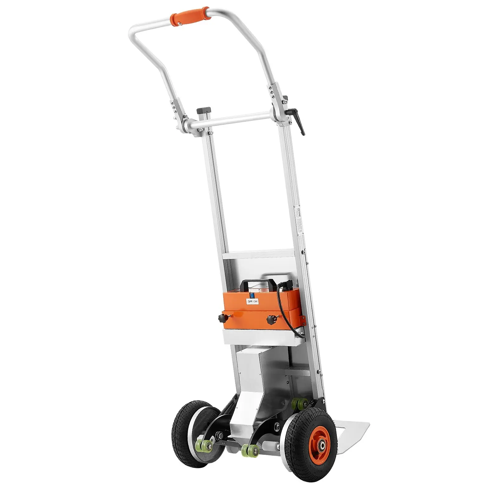 VEVOR Electric Stair Climbing Dolly, 440lbs Capacity Electric Stair Climbing Hand Trucks with 157.5in Rope Folding Handle, Heavy Duty Stair Climber for Warehouse Logistics, Moving Furniture(Silver)