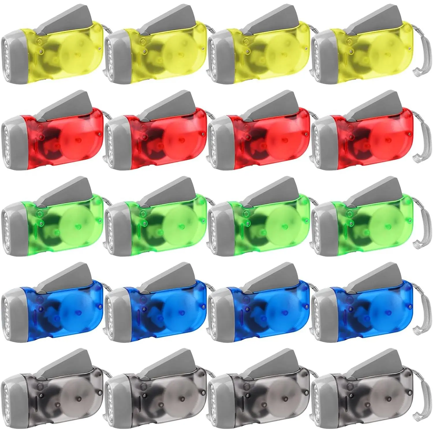 20 count Hand Crank Flashlight 3 LED  Mini Lamp Translucent Case No- Flashlight Handpress   Light Safety Tool for Camping Hiking   Outdoor