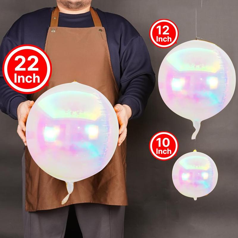 Glitter Aluminum Foil Balloons 20 Different Sizes 22 Pack 12inch 10inch Large Round Aluminum Foil Sphere 4D Inflatable Mirror Ball Polyester Film Balloons Suitable for Wedding Anniversary Birthday Disco Party Decoration