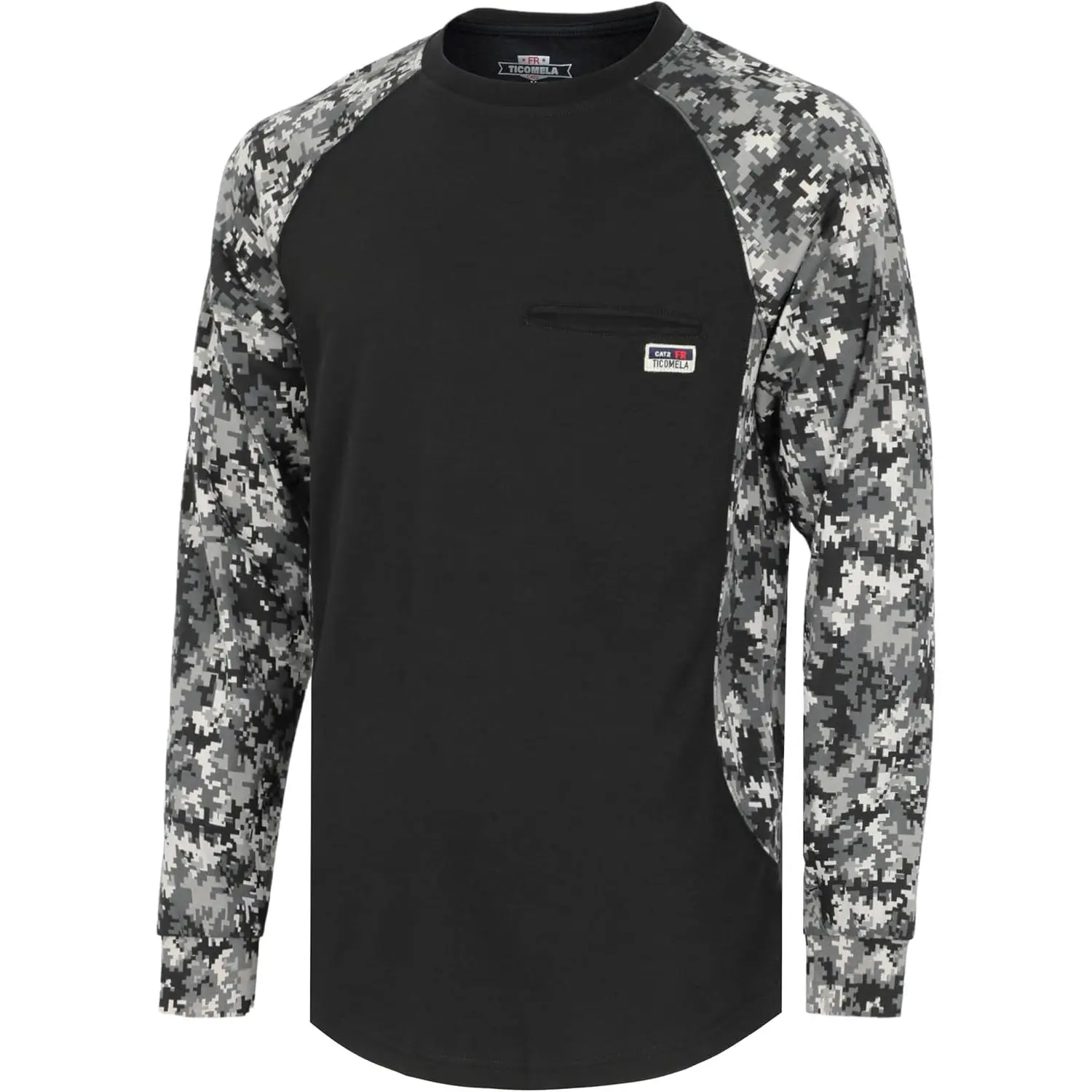 Men's 5.5oz Lightweight Camouflage Long Sleeve Flame Resistant Crewneck Work Shirt - NFPA 2112 Certified