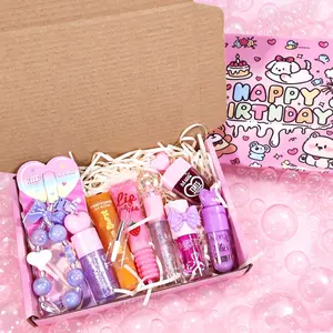Cute Cartoon Graffiti Makeup Gift Box, 8pcs Lipstick Set, Lip Care Moisturizing Lip Balm, Shimmer Glossy Juicy Lip Gloss, Glimmer Gloss, Color-Changing Lip Oil, Perfect Birthday Gift, Cosmetic