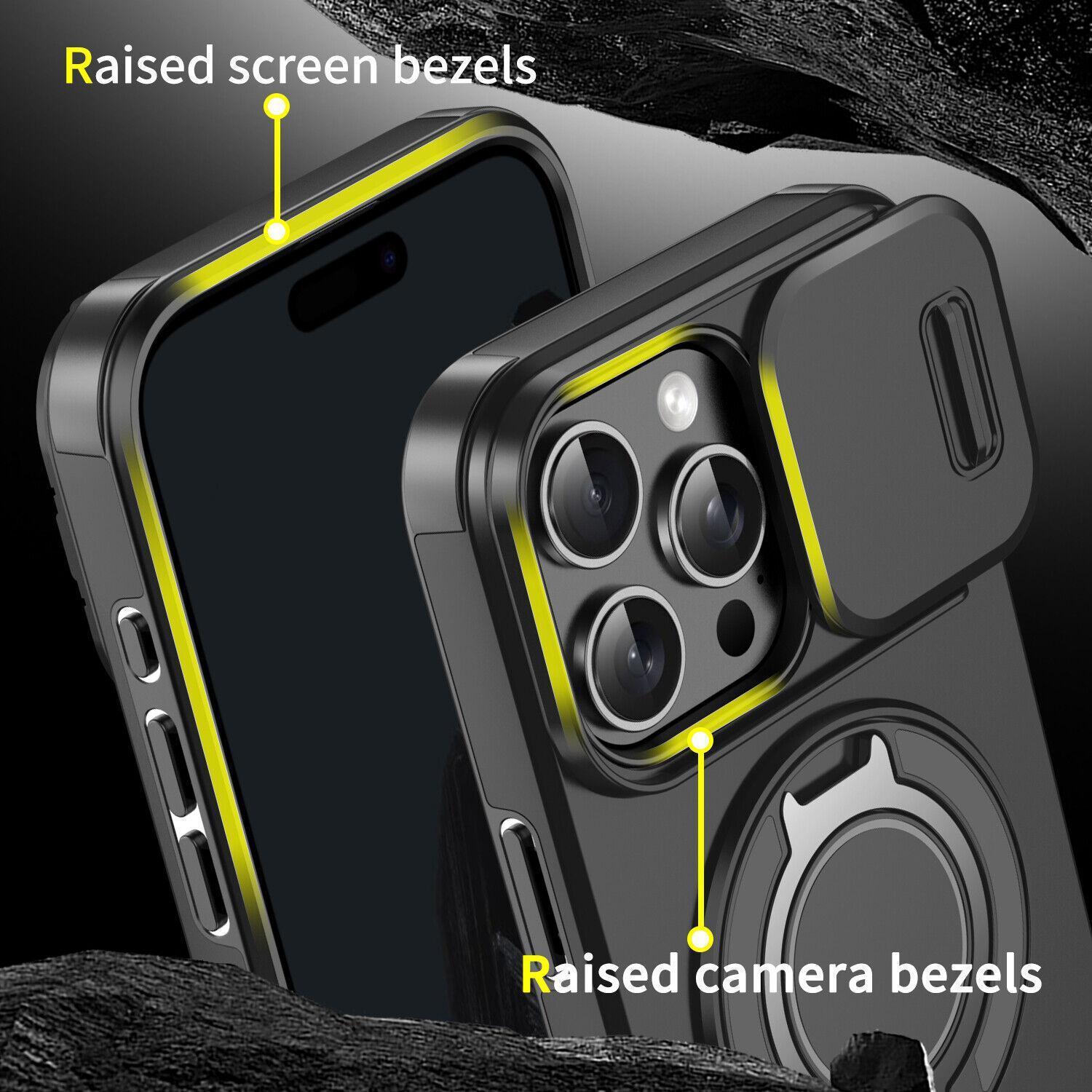 [Free !ship] for iPhone 17 Pro Max For iPhone Air 16 Pro Max 15 14 13 12 11 For MagSafe Case Magnetic Ring Stand Case Slide Lens Cover Ring Kickstand Holder Military Grade Shockproof Camera Protective Cover