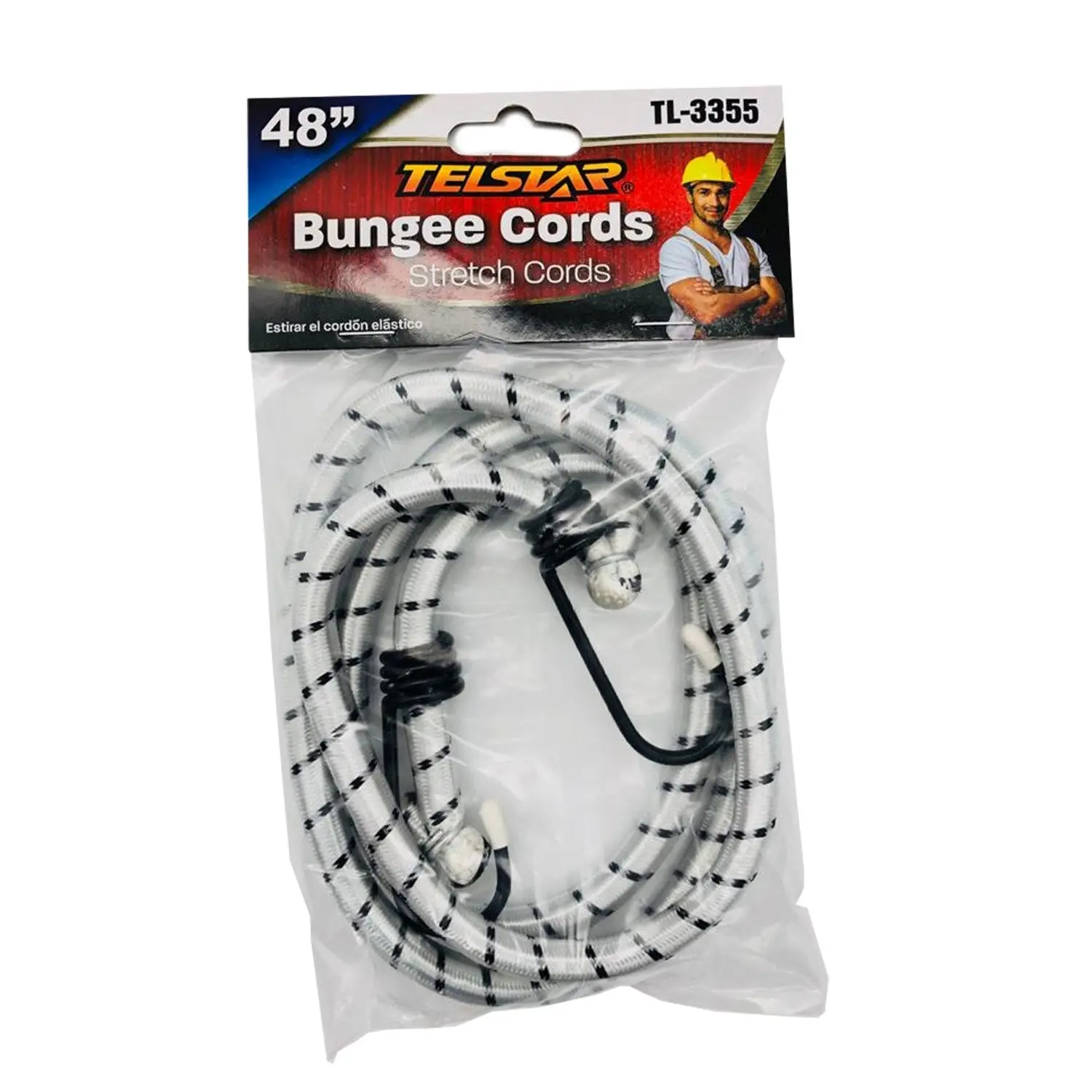 48-In Bungee Cord with Metal Hook, Elastic Rope for Outdoor Luggage Binding, Car Cargo Securing Tool
