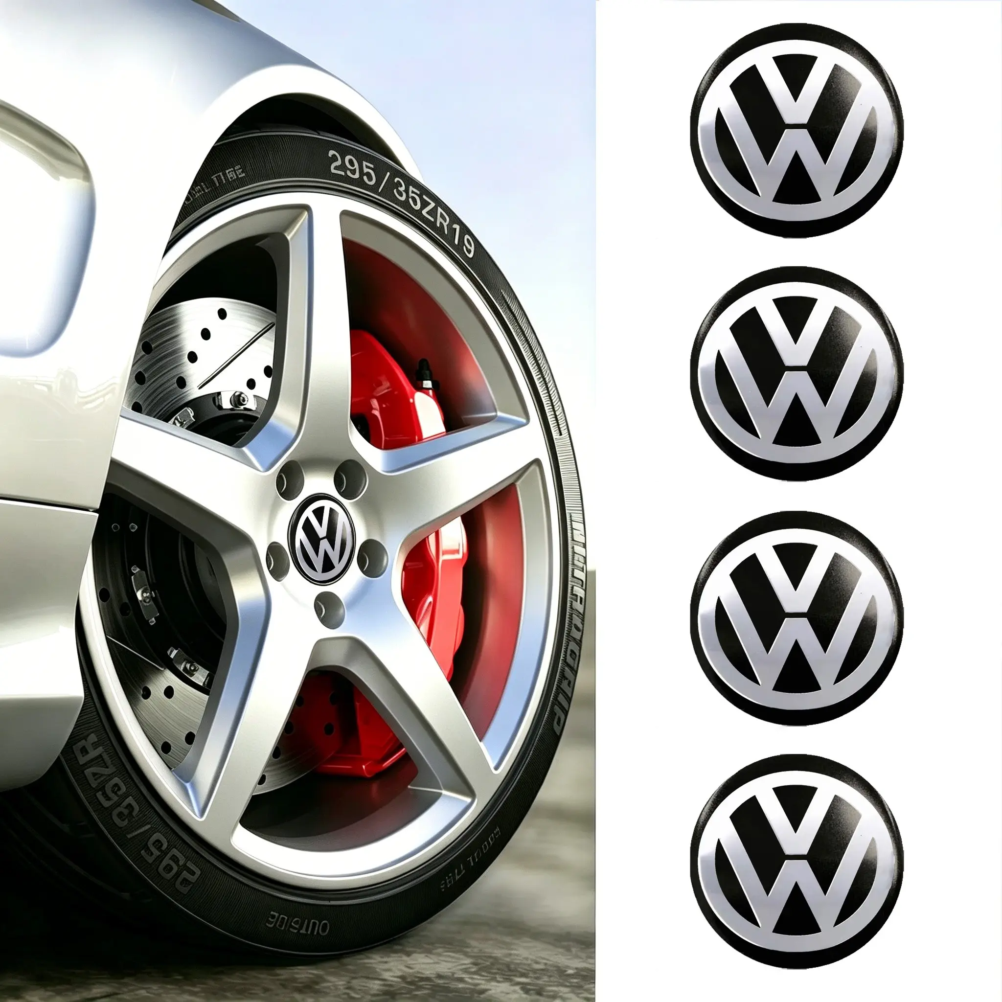 Volkswagen Wheel Center Cap Sticker, 56mm Vw Logo Decal for Passat, Golf, Jetta, Polo, Santana, Magotan, New Santa Fe, Car Emblem, Car Stickers