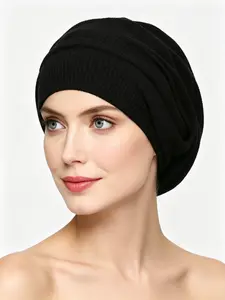 Women Stretchy Versatile Turban Head Wrap Hat, Soft Breathable Maternity Sleep Cap, Chemo Hair Loss Head Cover, Basic Elastic Under Scarf Beanie for Daily Indoor Outdoor Wear