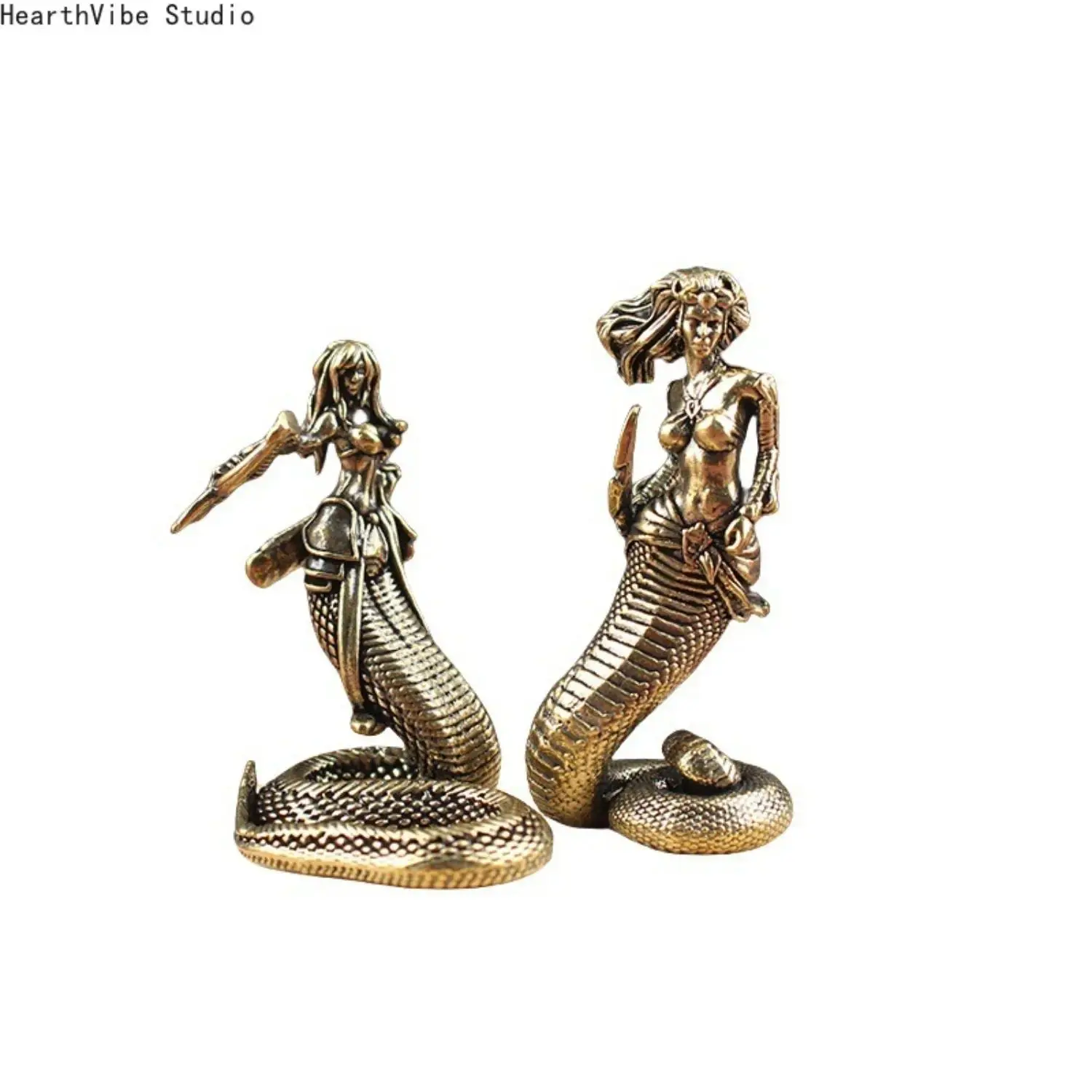 Brass Medusa Statue for Desk, Ancient Greek Snake Girl Gorgon Figurine, Home Office Mythology Decor & Cross-Border Model, Handcrafted Protective Talisman for Tabletop
