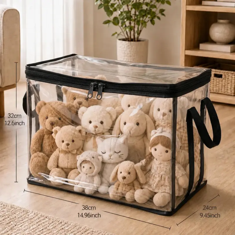 Large Clear Thick Plastic Storage Box with Hinged Lid, Heavy-Duty Durable High-Capacity Organizer for Home, Moving, Attic, Clear Plastic Organizers