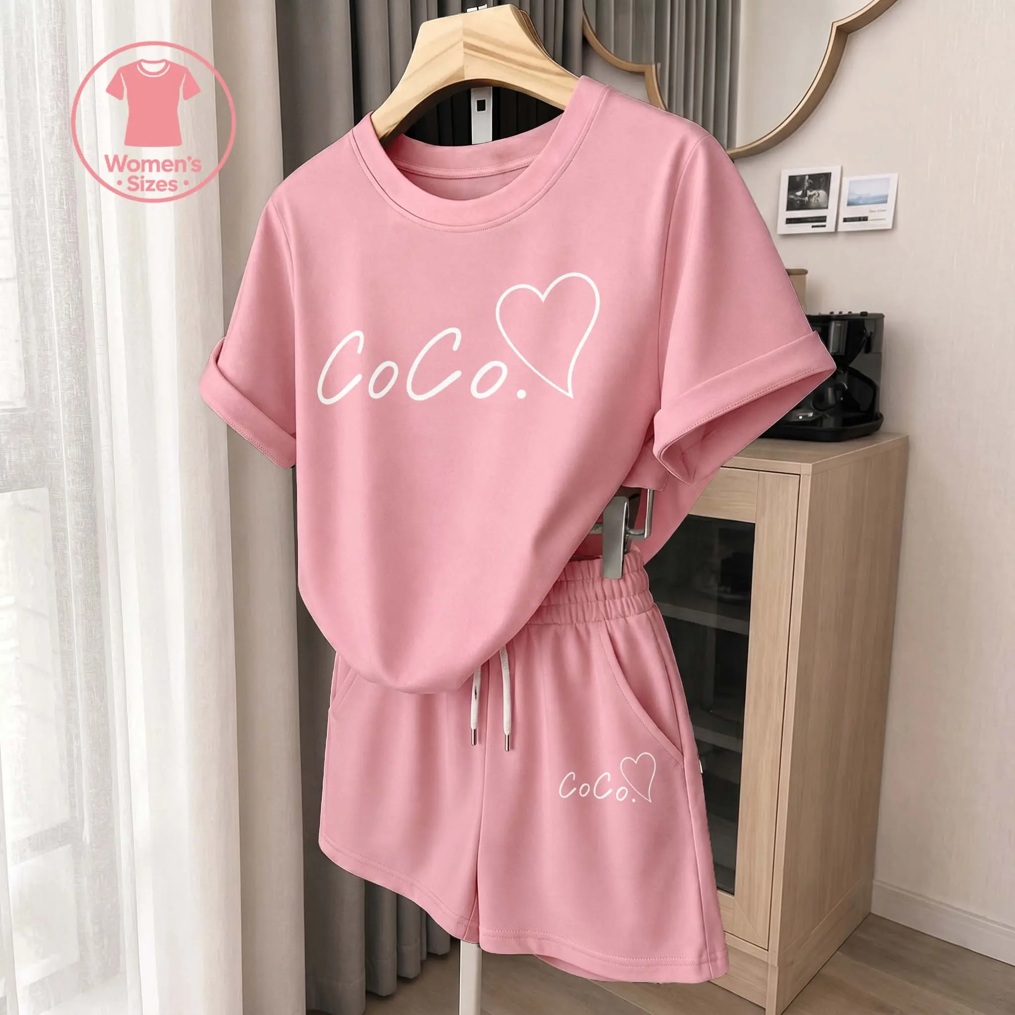 Women’S Casual Two Piece Set With Letter Athletics Graphic Print, Soft Breathable Fabric, Relaxed Fit T-Shirt And Shorts, Perfect For Travel, Cruise, Beach, Shopping And Daily Summer Wear