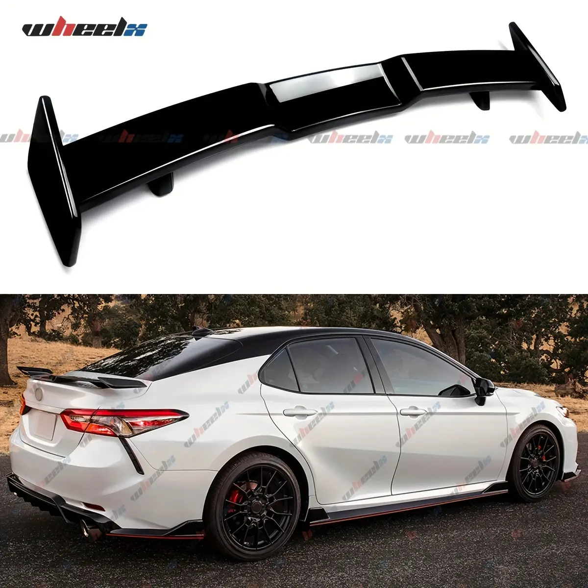 Rear Trunk Spoiler with Highkick Lip for 2018-2024 8th Gen Toyota Camry, 10th Gen Honda Accord - JDM TRD Style, Rear Position, ABS Plastic - Gloss Black/Matte Black/Carbon Fiber