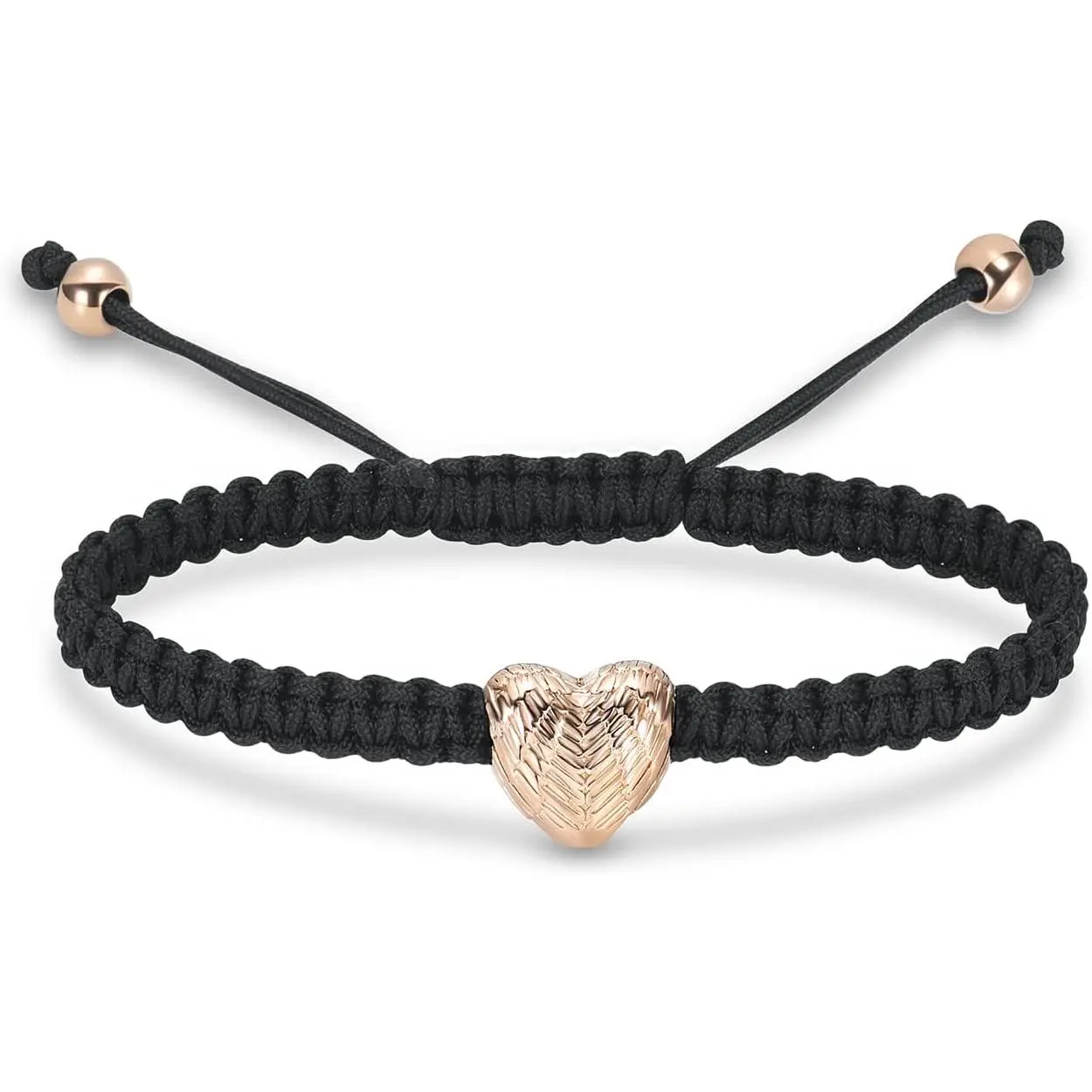 Heart Shape Urn Bracelet for Ashes Black Braided Rope Adjustable Bangle Cremation   Memorial  for Women
