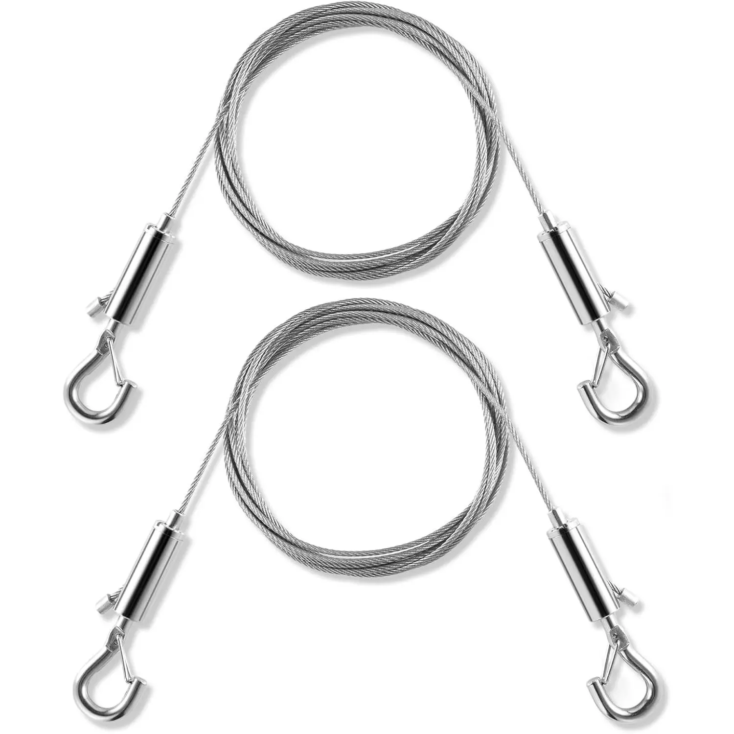 Adjustable Picture Hanging Wire, Upgrade Mirror Frame Hanging Kit, 6.6FT Heavy Duty Stainless Steel Wire Rope, Supports Up to 100lbs (Silver, 2PC-6.6FT)