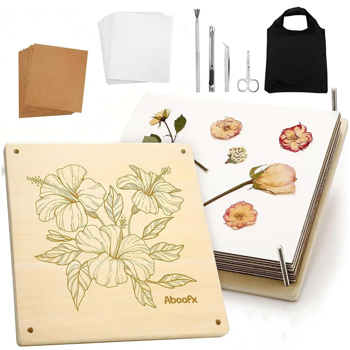 1 Set Wooden Flower Press Kit, 27.4 x 27.4 cm 10 Layers for Flower Pressing | Crafts Flower and Plant Press for Spring DIY Craft Art, Bookmark Frame Flower Drying & Preservation Kit