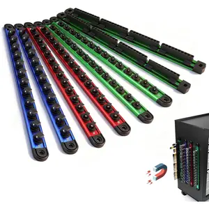 8-Piece Magnetic Socket & Bit Organizer Kit, 1/4'' 3/8'' 1/2'' Heavy Duty Socket Holder Holds 80 Clips, Aluminum Sockets Rail for Tool Box Drawer, 1/4'' Slidable Drill Bit Organizer Holds 80 Bits