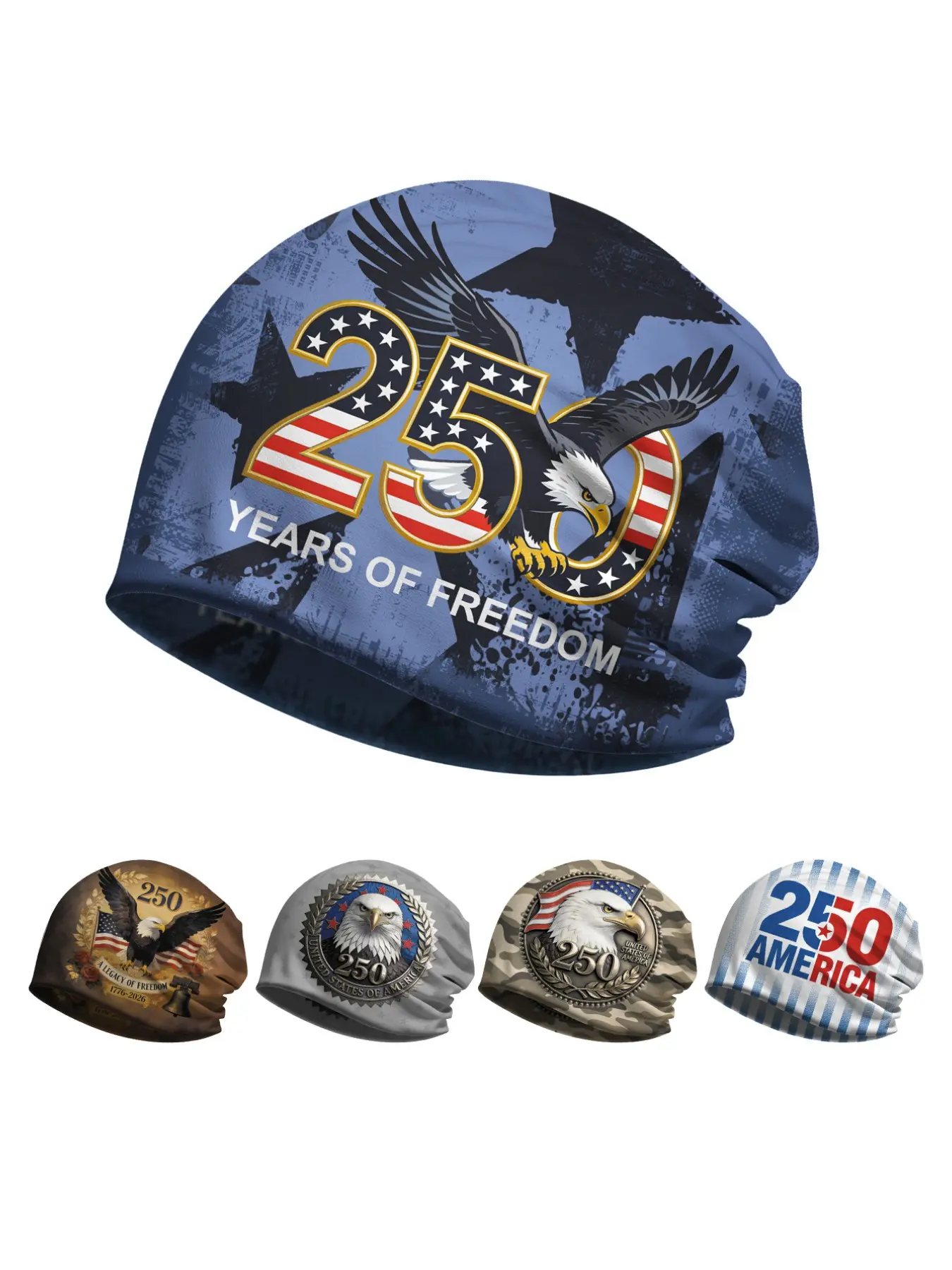 250 Years USA Patriotic Graphic Open-Top Design Beanie Outdoor Cycling Hiking Sports Cap Unisex Independence Day gifts Breathable Polyester Caps