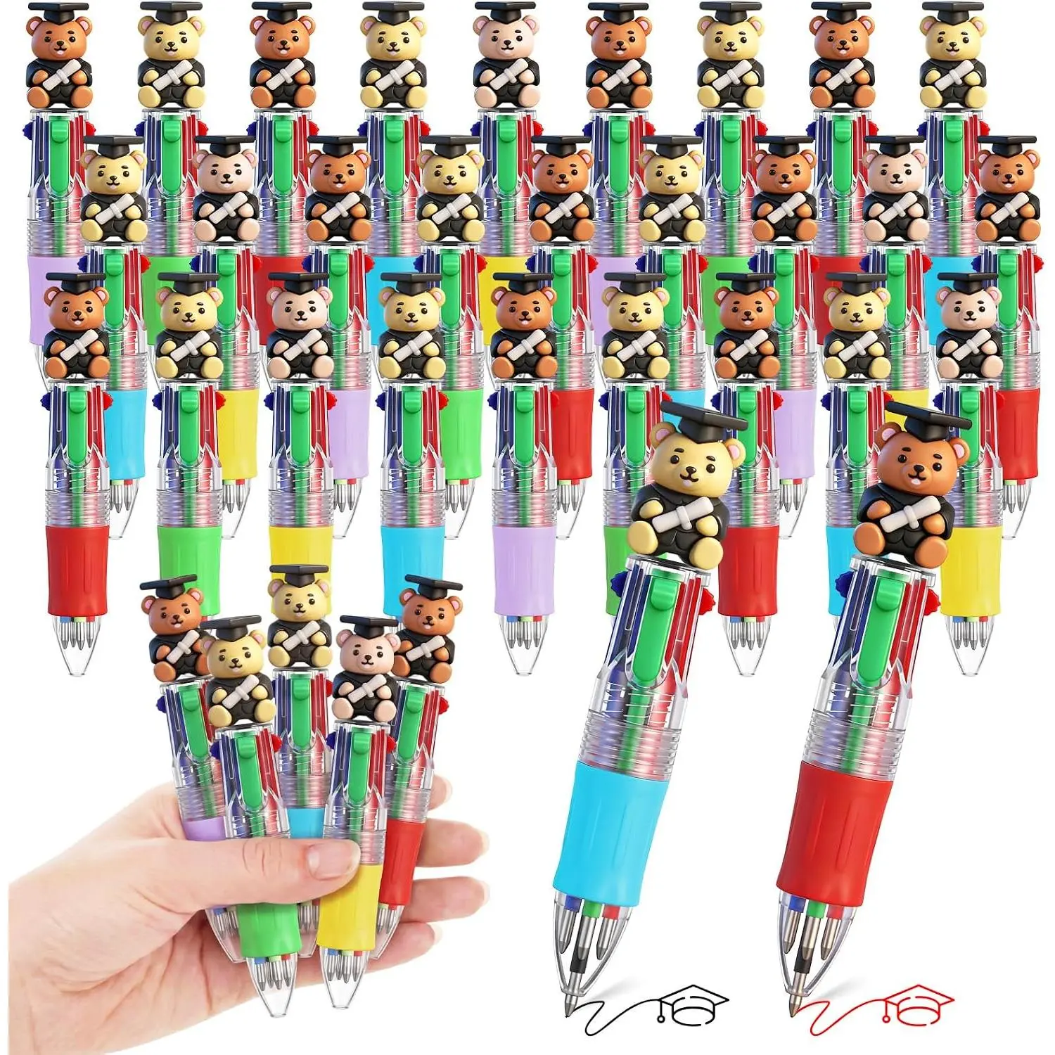 30 count Graduation Gifts  Multicolor Pens in  4-in-1 Cute Pens Bulk, Class of 2026 Ballpoint Pen for End of Year Gifts Congrat Grad Study Supplies Graduation Party Favors