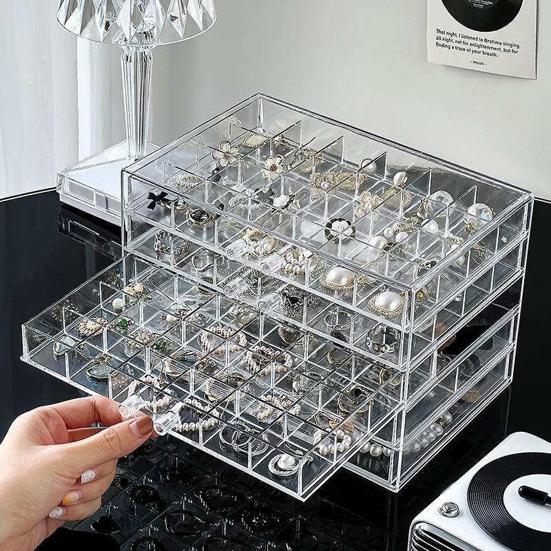Layers Plastic Dustproof Jewelry Box, 1 Count Jewelry Storage Box, Transparent Large Storage Display Case, Multi-layer Earrings Rings Necklaces Bracelets Pendants Organizer, Home Jewelry Organizer, Jewelry Holder Organizer