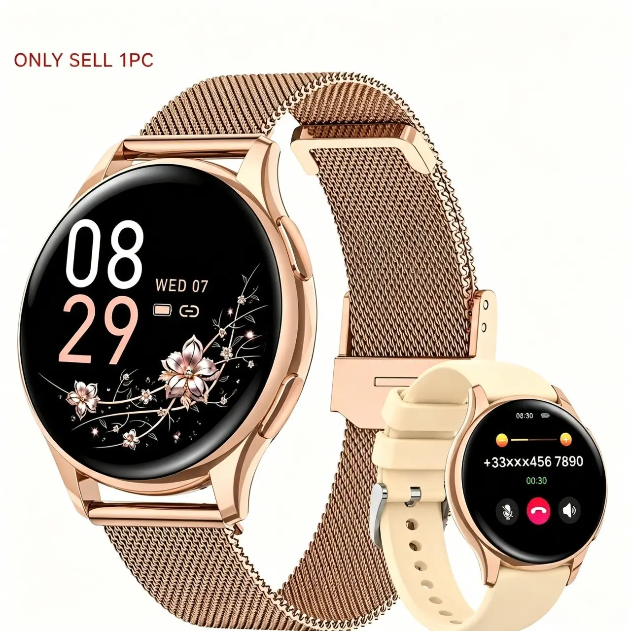 Smartwatch with Wireless Calling, Women's Health Features, Sleep Monitor, 19 Sports Modes, Workout, Music Player, Pedometer, Android & iOS Compatible, Wearable Smartwatch, Sports Tracking Smartwatch