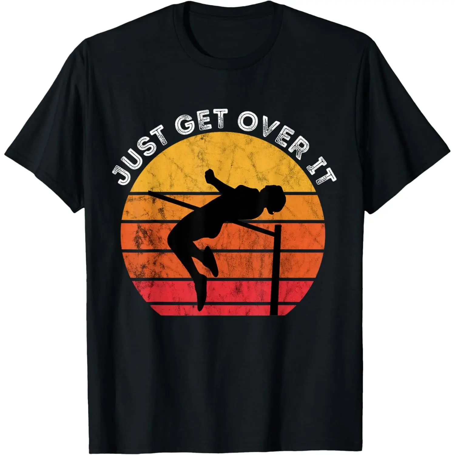 High Jump Vintage Retro Sunset Just Get Over It Jumping T-Shirt,soda,unisex,graphic,tee casual crewneck,,cotton,funny,comfortable
