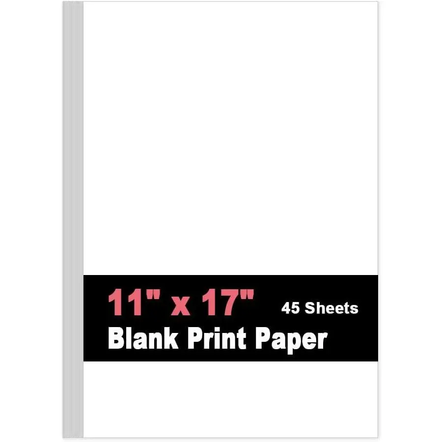 11" x 17" Blank Print Paper, Blank Loose-Leaf Paper, 45Sheets/90Pages,  Size Printing in Office, 100gsm Blank Paper